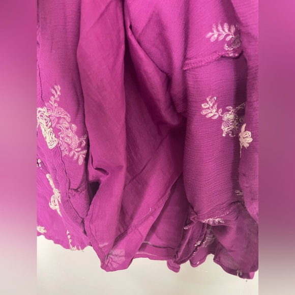 Free People Austin Emma Floral Embroidered Mini Swing Dress Boho Hippie Sz L - Picture 8 of 13